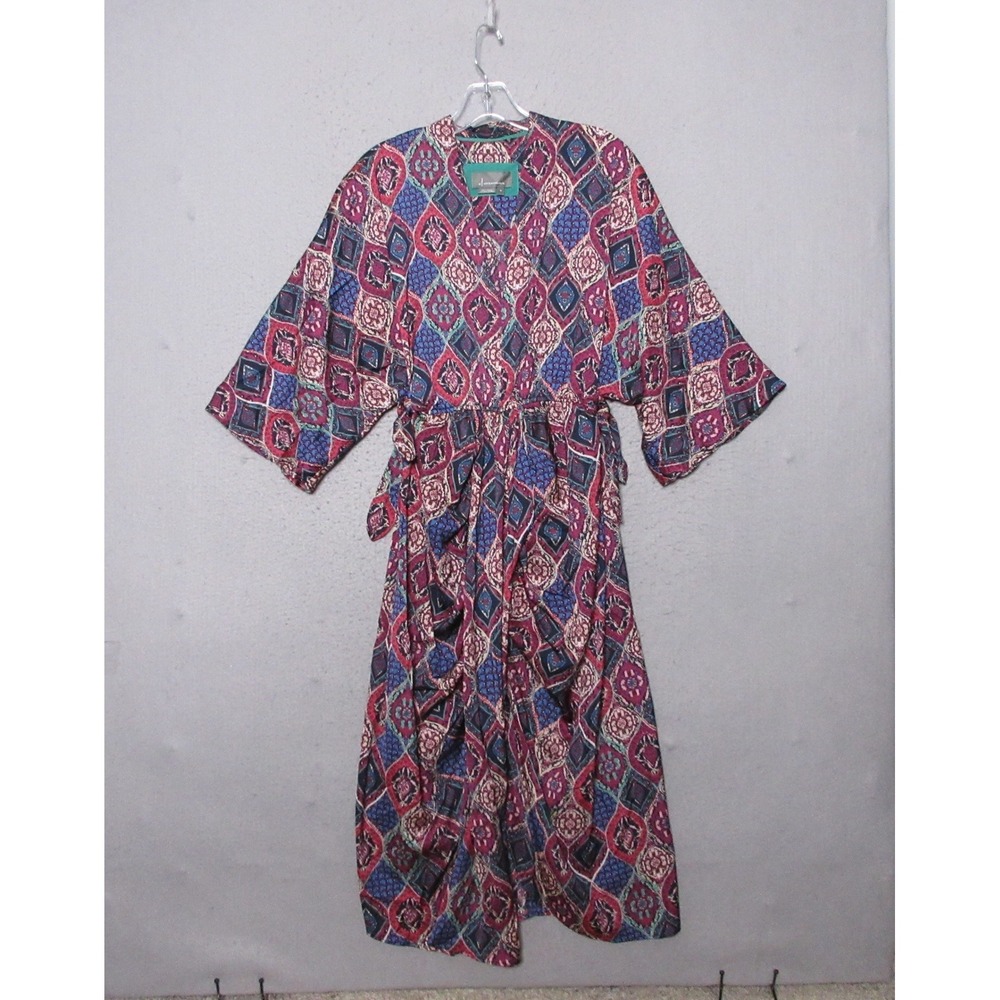 Anthropologie Dress Geometric Medallion Boho Kimono Sleeve Midi Miska Tie Waist
